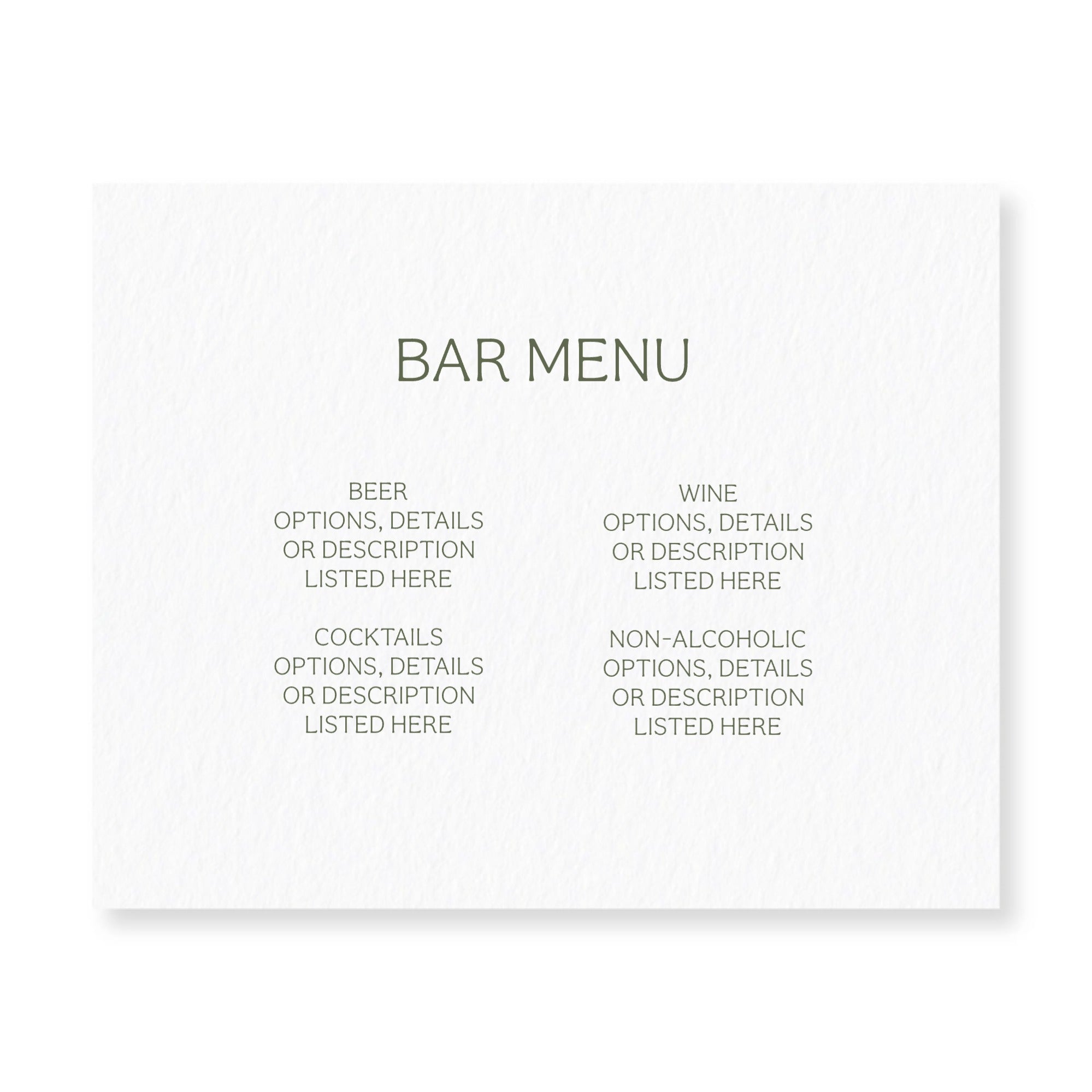 BAR MENU 8X10 HORIZONTAL