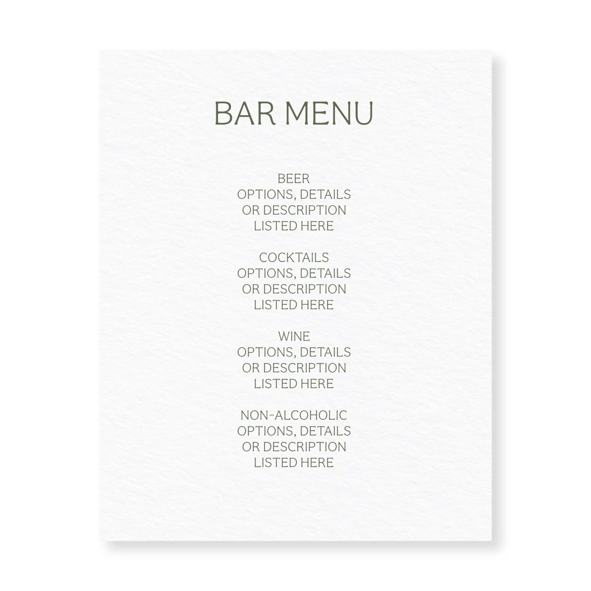 BAR MENU 8X10 VERTICAL