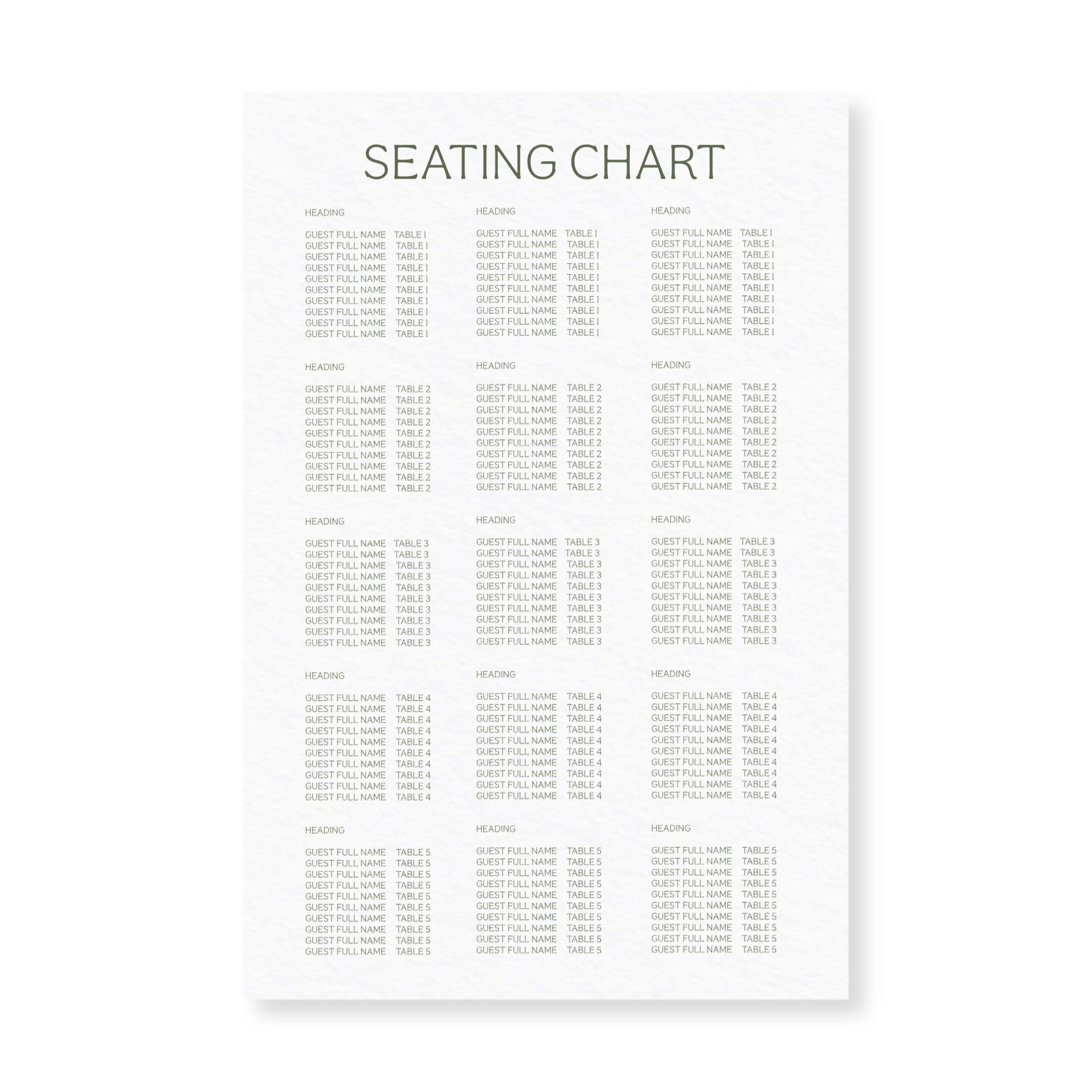 SEATING CHART 24X36
